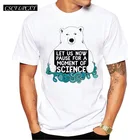 Мужская футболка с коротким рукавом Science Bear, Модная белая футболка с рисунком медведя, повседневные топы, хипстерские мужские футболки, забавная классная футболка