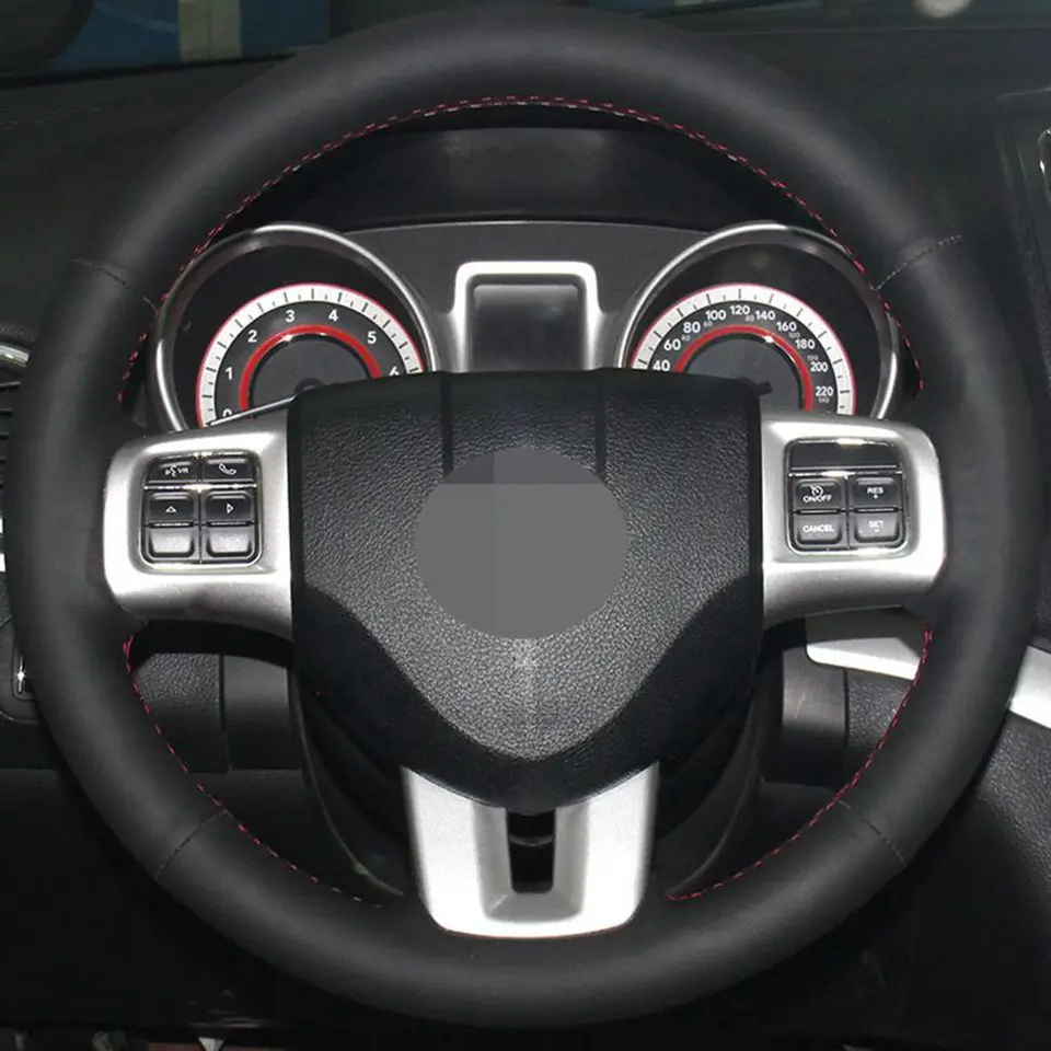 DIY черная искусственная кожа ручной сшитый автомобильный чехол на руль для Dodge большой караван путешествие Мститель Дуранго