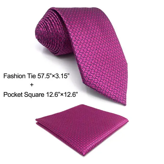 Classic Size Tie Set F11 однотонные розовые галстуки-бабочки для мужчин комплект шейных платков Свадебные X-long шелковые геометрические - Цвет: Classic Size Tie Set