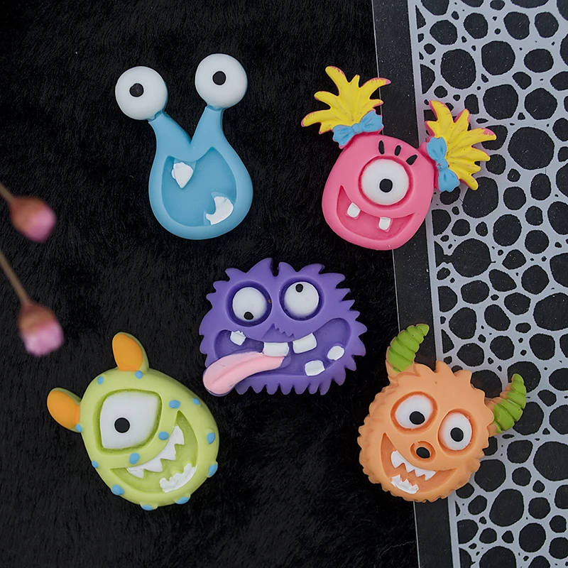 

10pcs Resin Cabochons Multicolor Flatback Animal Ogre Earring Charms Keychain Pendant DIY Making Accessories