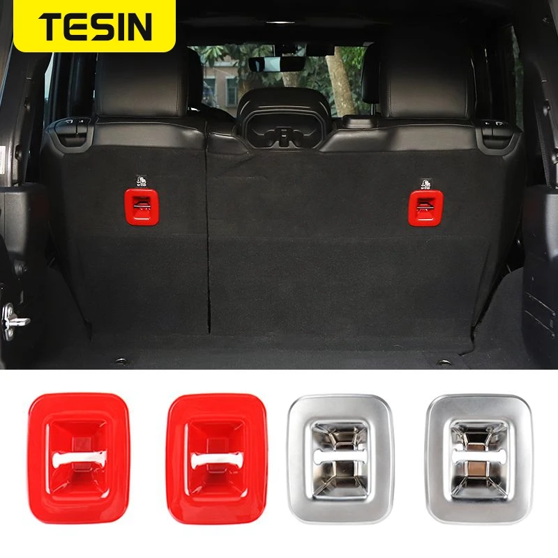 

TESIN Styling Molding ABS Car Rear Trunk Hook Decoration Cover Trim Frame Stickers For Jeep Wrangler JL 2018 Up Car Accessories