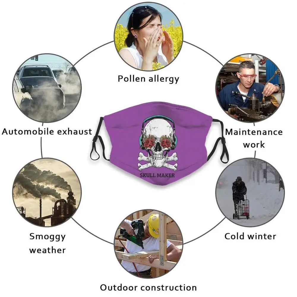 

Skull Maker Floral Skull Print Reusable Mask Pm2.5 Filter Trendy Mouth Face Mask For Child Adult Skull Tattoo Skulls Skullart