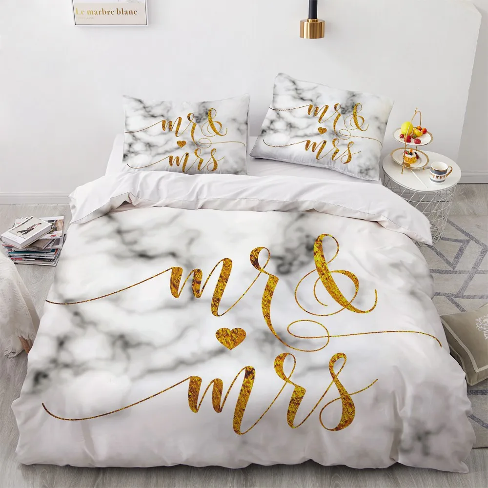 

Simple Bedding Sets 3D Marbling Duvet Quilt Cover Set Comforter Bed Linen Pillowcase King Queen Full Double Home Texitle
