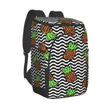 Large Cooler Bag Thermo Lunch Picnic Box Summer Pineapple Fruit Chevron Insulated Backpack Fresh Carrier Thermal Shoulder Bag