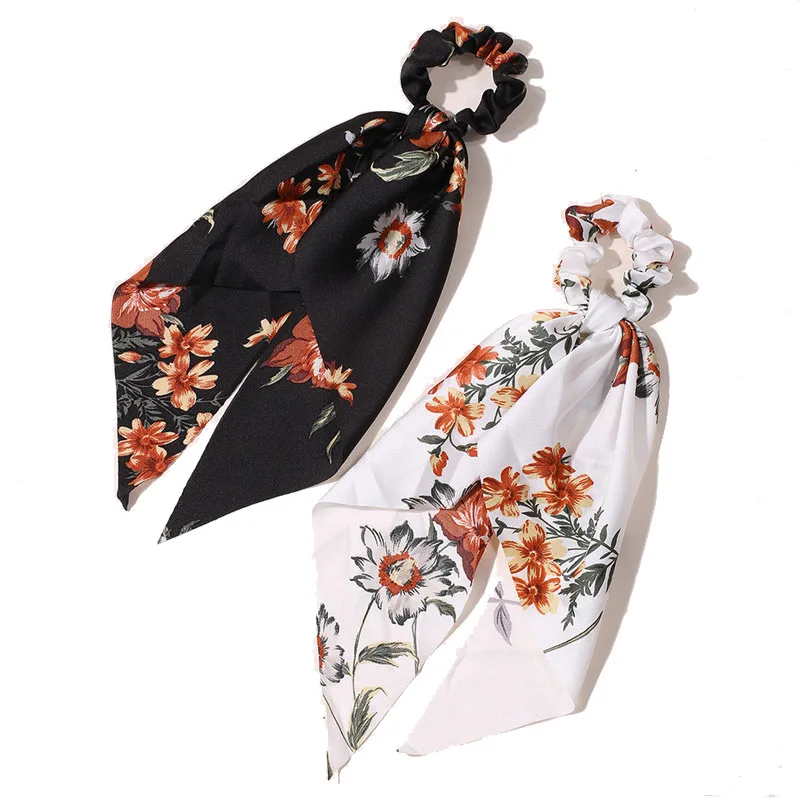 

2pcs/Set Long Ribbon Scrunchies Women Girls Elastic Hair Tie Rope Rubber Bands Ponytail Holder Hair Accessories