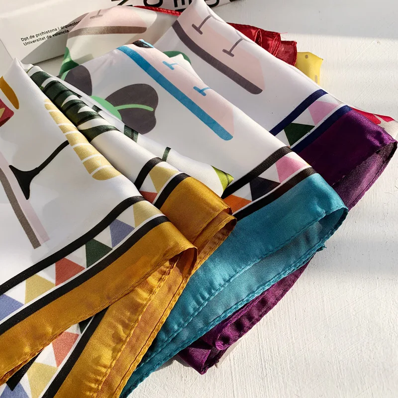 

Fashion Handkerchief Women Neck Scarf For Hair Small Shawls Wraps Cute Headband Bag Scarfs Female 70cm*70cm Bandana Head Scarves