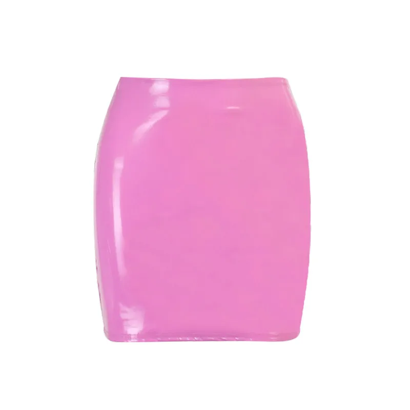 Женская короткая юбка из ПУ кожи однотонная облегающая с высокой талией в