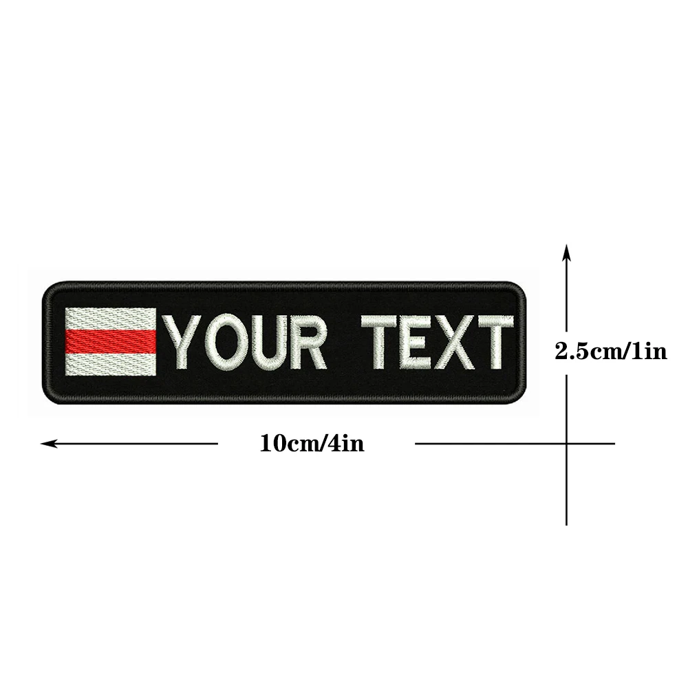 

Republic of Belarus Flag 10X2.5cm Embroidery Custom Name Text Patch Stripes badge Iron On Or Velcro Backing Patches For Clothes