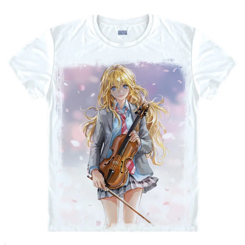 Футболка с принтом из аниме ваша ложь в апреле футболки для косплея Miyazono Kaori Arima