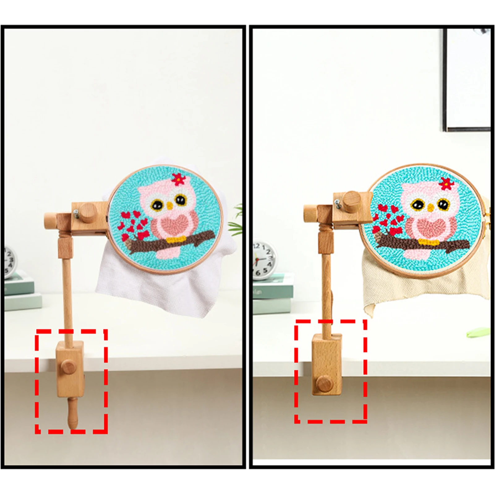 

Embroidery Stand Portable Wooden Needlework Sewing Project Hoop Holder Adjustable Rotated Table Clamp Cross Stitch Seat Frame