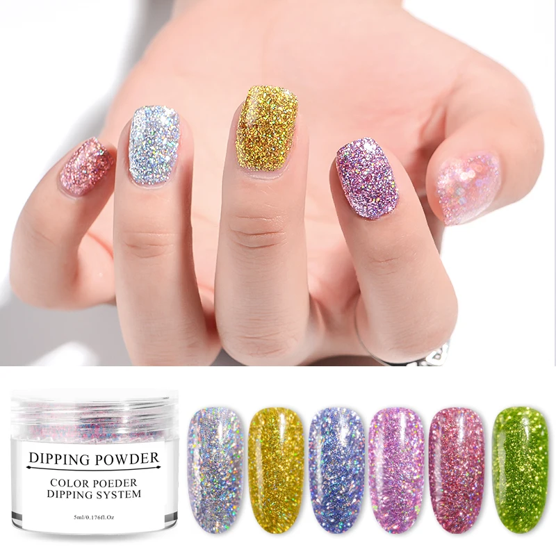 Голографический маникюрный порошок для ногтей RBAN NAIL 10 мл градиентный погружной