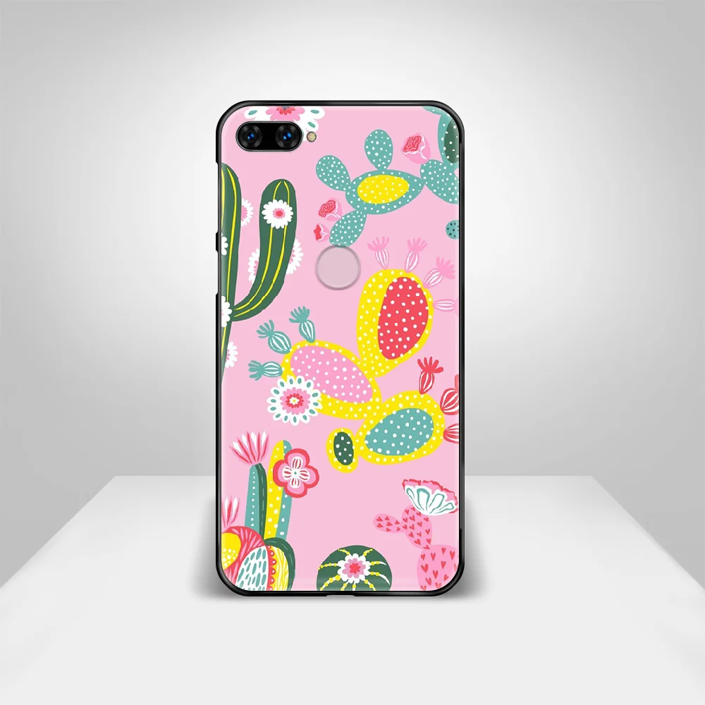 cartoon Cactus green Phone Case Cover Hull For HUAWEI honor 8 8c 8a 8x 9 9a 9x V10 MATE 10 20 I lite pro black cell cover luxury | Мобильные