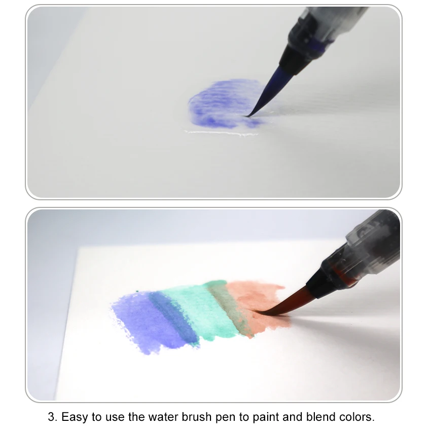 SeamiArt 50Color Solid Watercolor Paint Set Portable Metal Box Watercolor Pigment for Beginner Drawing Watercolor Paper Supplies