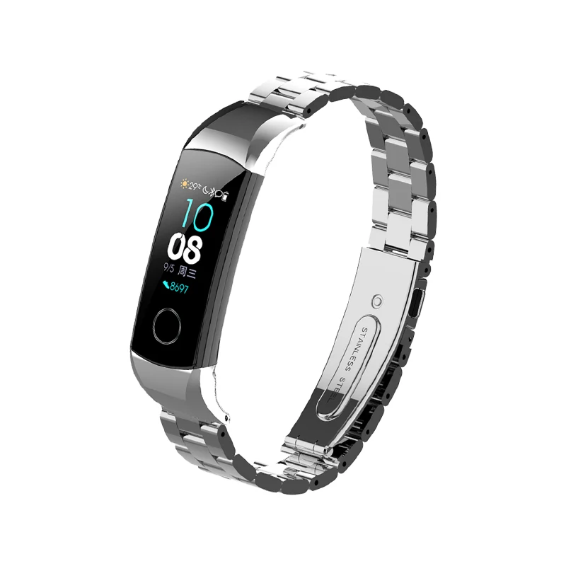 Metal Silver Металлический браслет для Huawei Honor Band 5 Миланский петлевой ремешок Для группы HONOR 4 Сменный ремешок Магнитная пряжка регулируемого размера - Цвет: Metal Silver