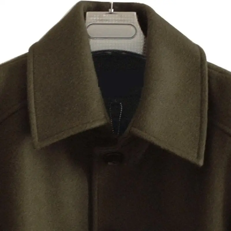 Мужская шерстяная однобортная куртка зеленое длинное пальто в британском стиле