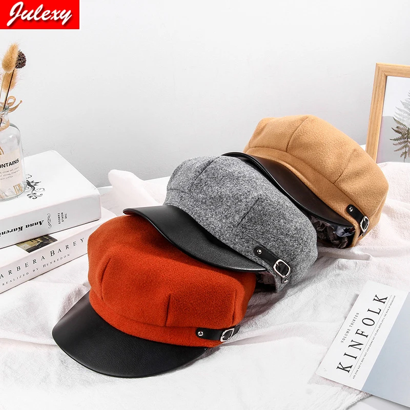 

Осенне-зимняя шапка береты из 100% чистой шерсти берет французский художник женская шапка художника винтажные береты для девочек женские теп...