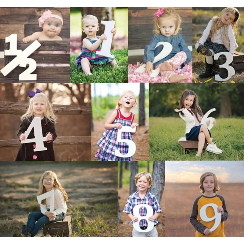 

0-9 Wooden Number Baby Milestone Photography Props Shower Party Birthday Home Decorations