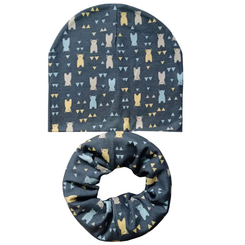 Детская шапка из хлопка и шарфа с мультяшным принтом | одежда обувь