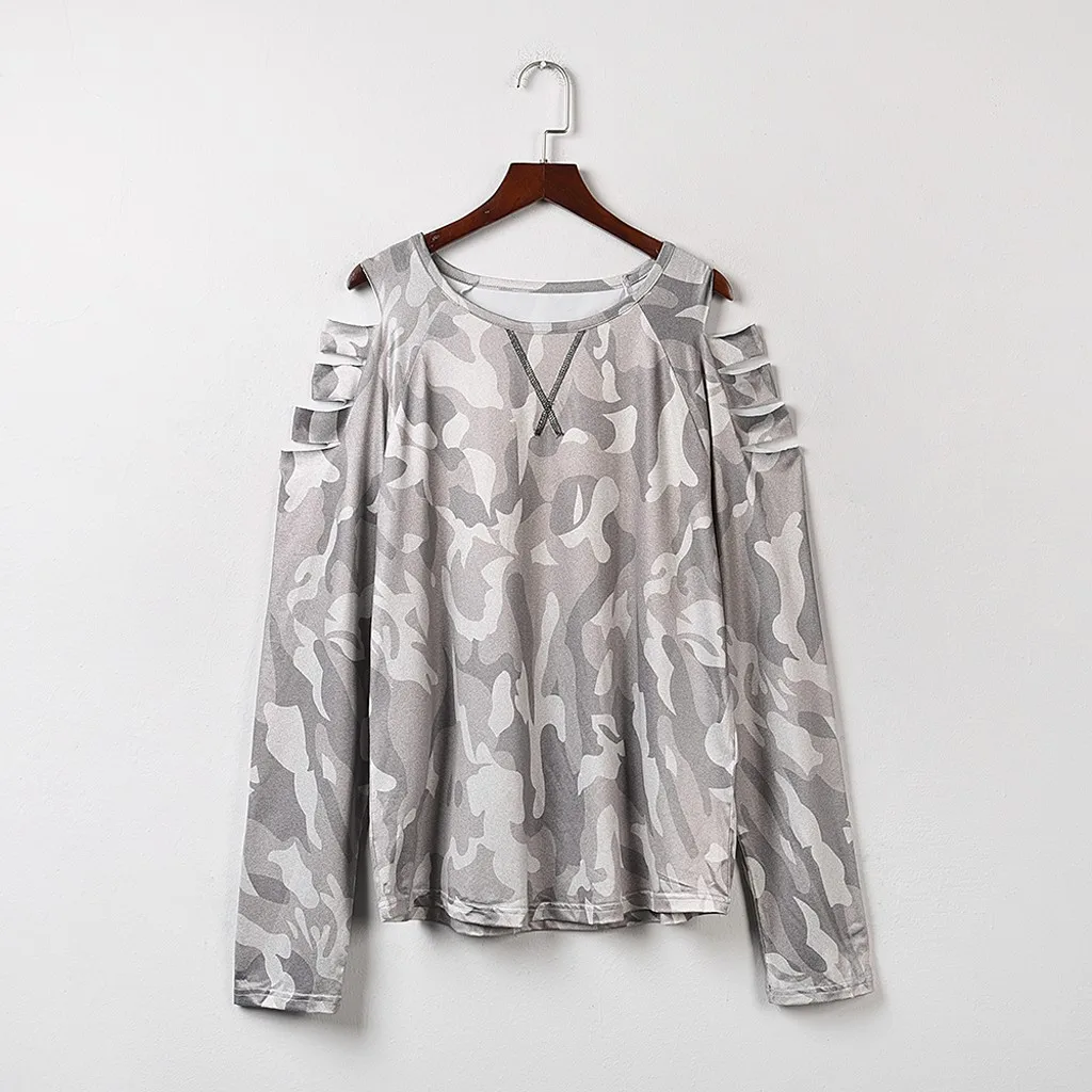 

FREE OSTRICH Camouflage Top Women Oversized Blouse Shirt Fashion Casual Loose Female Long Sleeve Top And Blouses Shirt