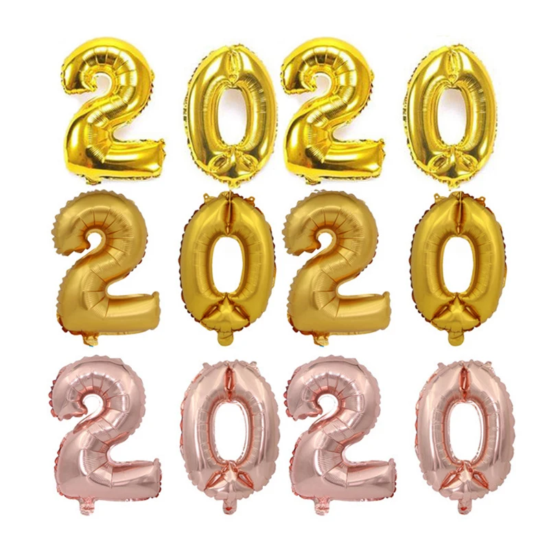 Шар из фольги с новогодней звездой 2020 круглый шар цифрами на Рождество вечерние