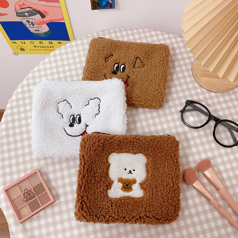 

Korean New Bear Cosmetic Bag For Women Cute Dog Makeup Toiletry Pouch Fashion Necessaries Make up Soft Organizer Case Girls