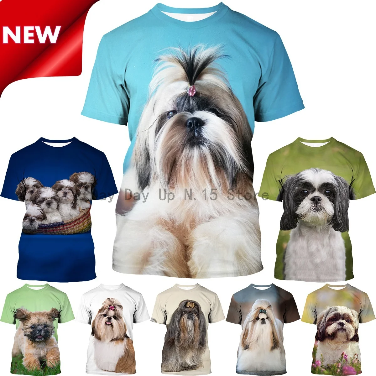 

Модная забавная футболка унисекс с 3D принтом Shih Tzu Dog с коротким рукавом, Милая футболка Shih Tzu Dog с 3D принтом для мужчин/женщин