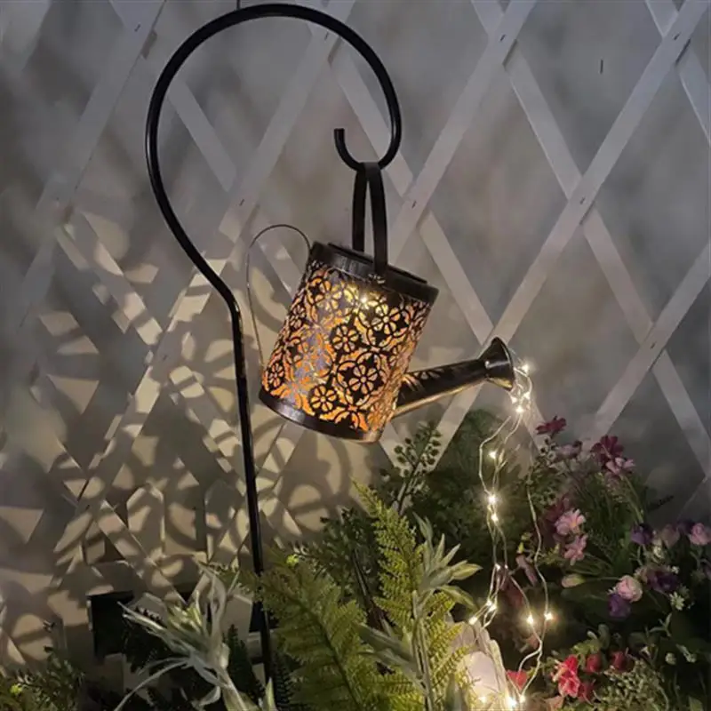 

Watering Can Solar Garden Landscape Path LED String Lights Yard Stake With Planter For Yard Lawn Art Outdoor Garden Decorations