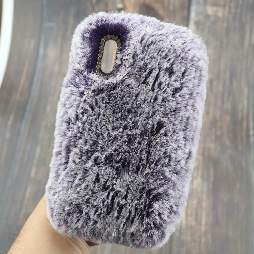 Зимний теплый плюшевый мягкий чехол из ТПУ с милым мехом животного для iPhone 8 Plus X XR