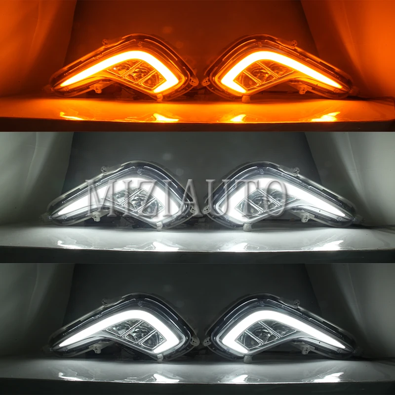 Автомобильный DRL светодиодный фонарь дневного света с желтым сигналом поворота 12 В противотуманная фара для hyundai Accent Solaris 2010 2011 2012 2013