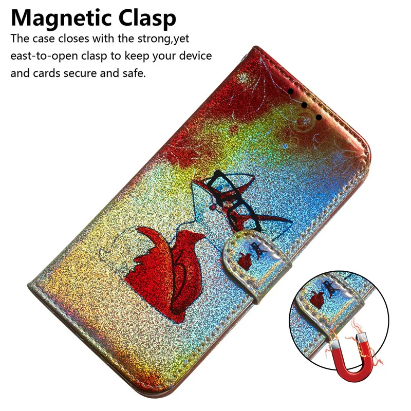 

For LG G8 ThinQ Cartoon Lion Panda Glitter PU Leather Wallet Phone Case For LG G8 ThinQ Cases Flip Stand Cover Fundas Capa