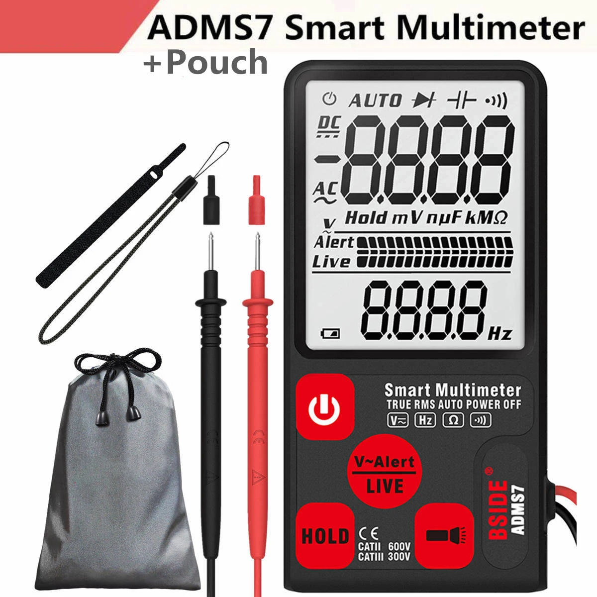 ADMS7-Pouch ADMS7 тестер напряжения 3,5 ''большой ЖК-цифровой умный мультиметр тройной дисплей TRMS 6000 отсчетов DMM с аналоговым барграфом - Цвет: ADMS7-Pouch