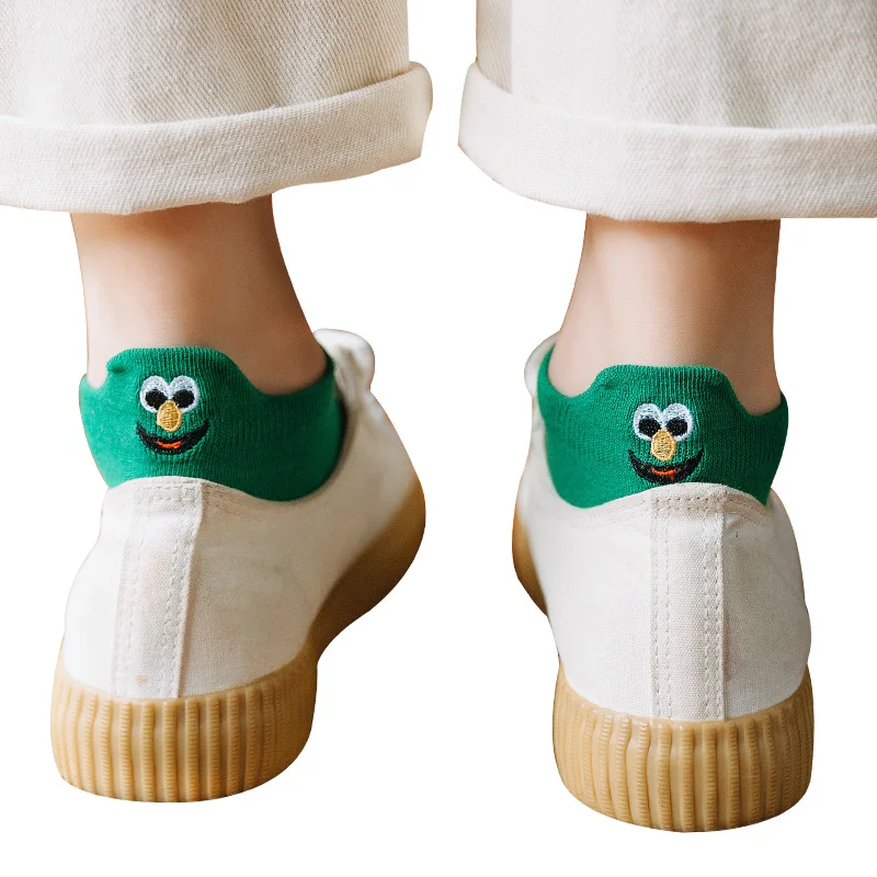 

5Pairs/Lot Spring Summer Ankle Socks Women Cartoon Embroidery Expression Funny Daisy Flower Fashion Korean Style Free Shipping