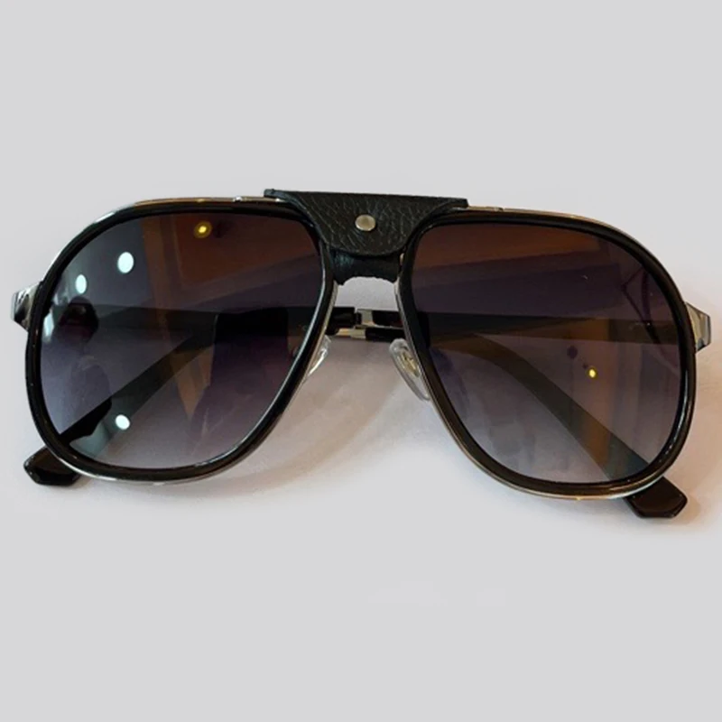 2021 Ladies Retro Square Sunglasses Women Men Vintage Metal Frame Sunglasses With Leather UV400