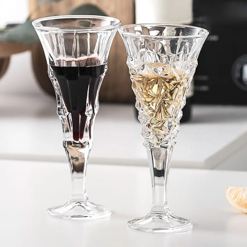 150-280ml Vintage Court Goblet Embossed Whiskey Red Wine Champagne Cup Classical Family Bar Drinkware Wedding Festival | Дом и сад