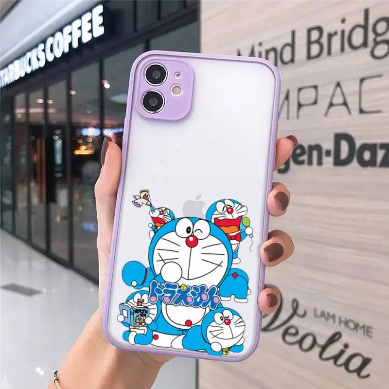 

Cute Cartoon Doraemon Robot cat Phone Case matte transparent For iphone 7 8 11 12 plus mini x xs xr pro max cover