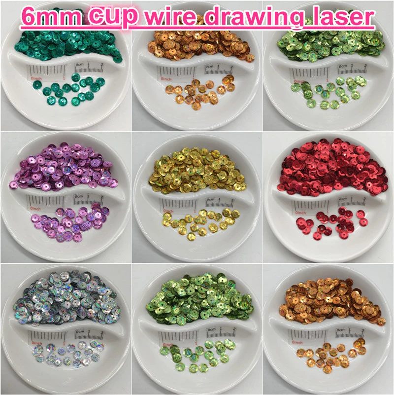 

Круглая Лазерная пайетка из ПВХ с блестками, 6 мм