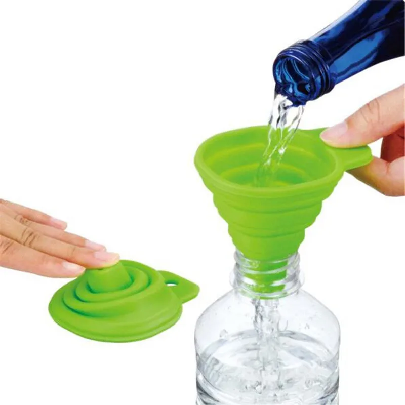 Переносной мини пищевой силиконовый складывающиеся воронки Складная воронка