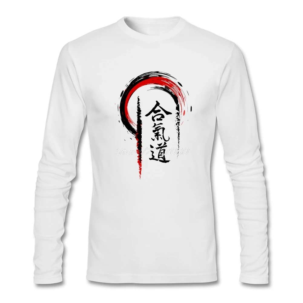 Айкидо с длинными рукавами и круглым вырезом для мальчиков мужчин рубашка в