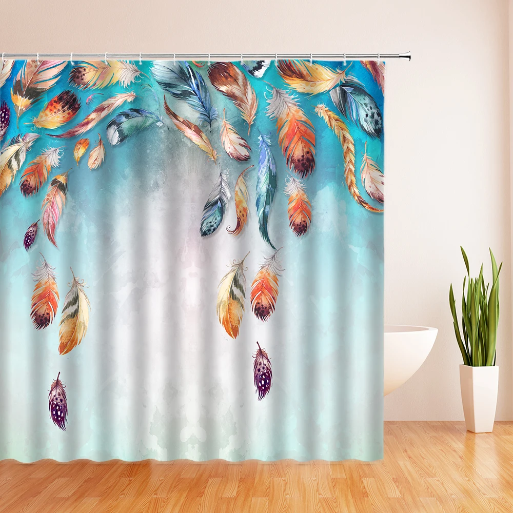 Цветная Водонепроницаемая занавеска из полиэстера с перьями набор занавесок для