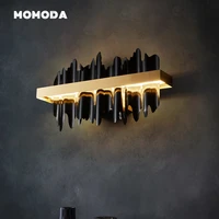 luxury led wall lamps modern copper acrylic stainless steel black wall sconce bedroom living room corridor indoor lighting