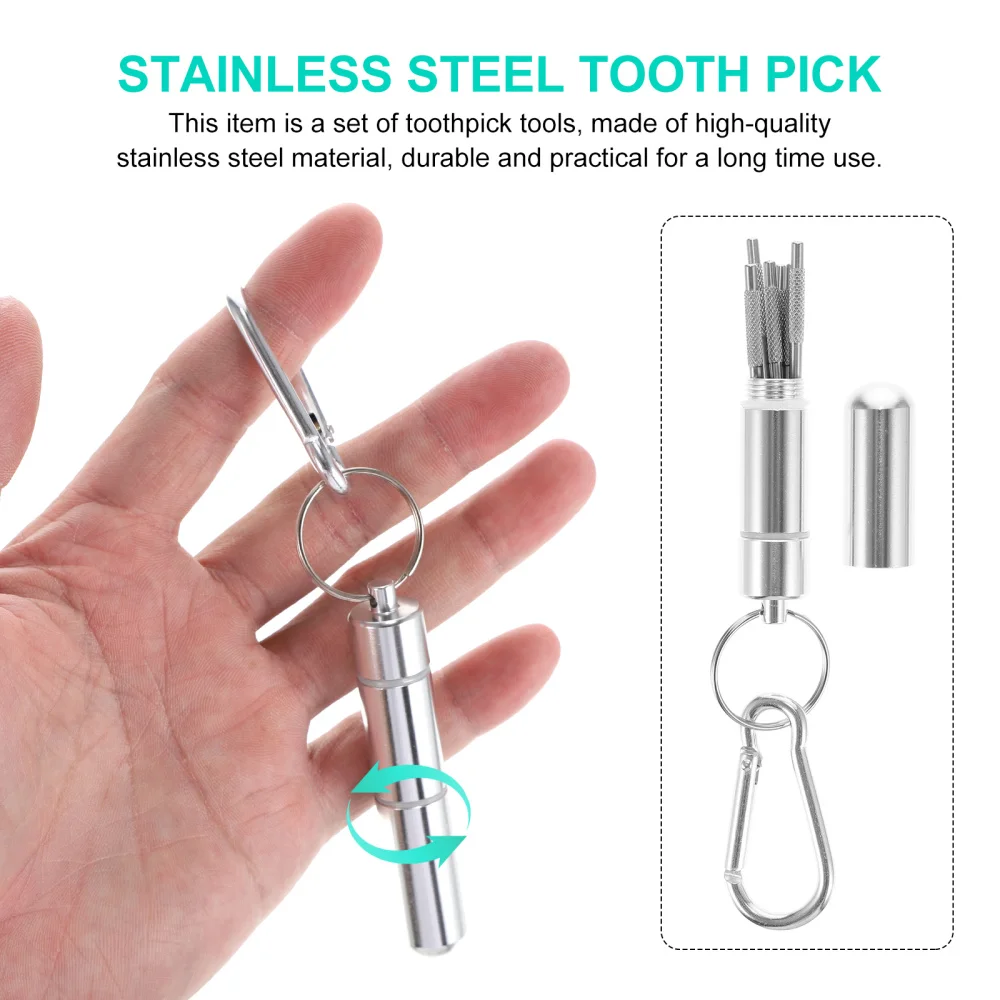 

1 Set Stainless Steel Toothpicks Teeth Crochets Durable Toothpick Tools (Silver)