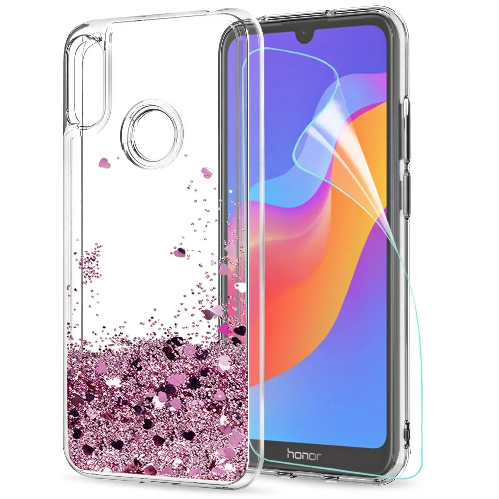 Блестящий Жидкий чехол для Honor 8A HUAWEI Y6 2019 силиконовый Huawei динамический Qicksand