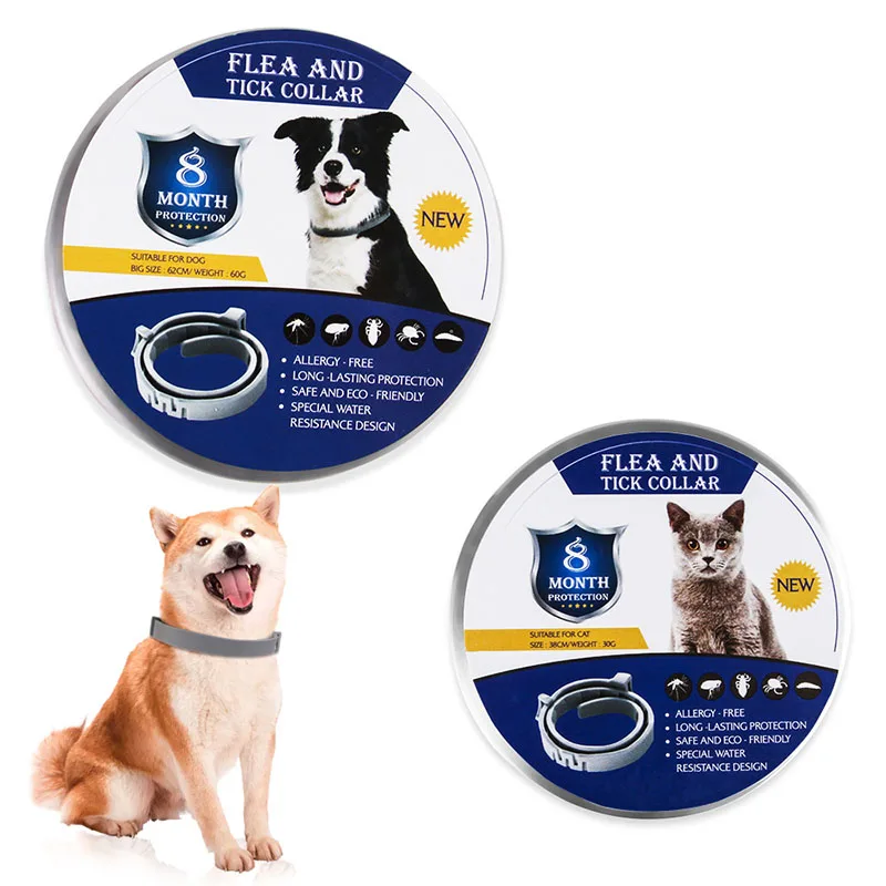 Ошейник для собак и кошек анти-Блоха от клещей, комаров Наружные защитные регулируемые водонепроницаемые ошейники 8 месяцев длительная защита