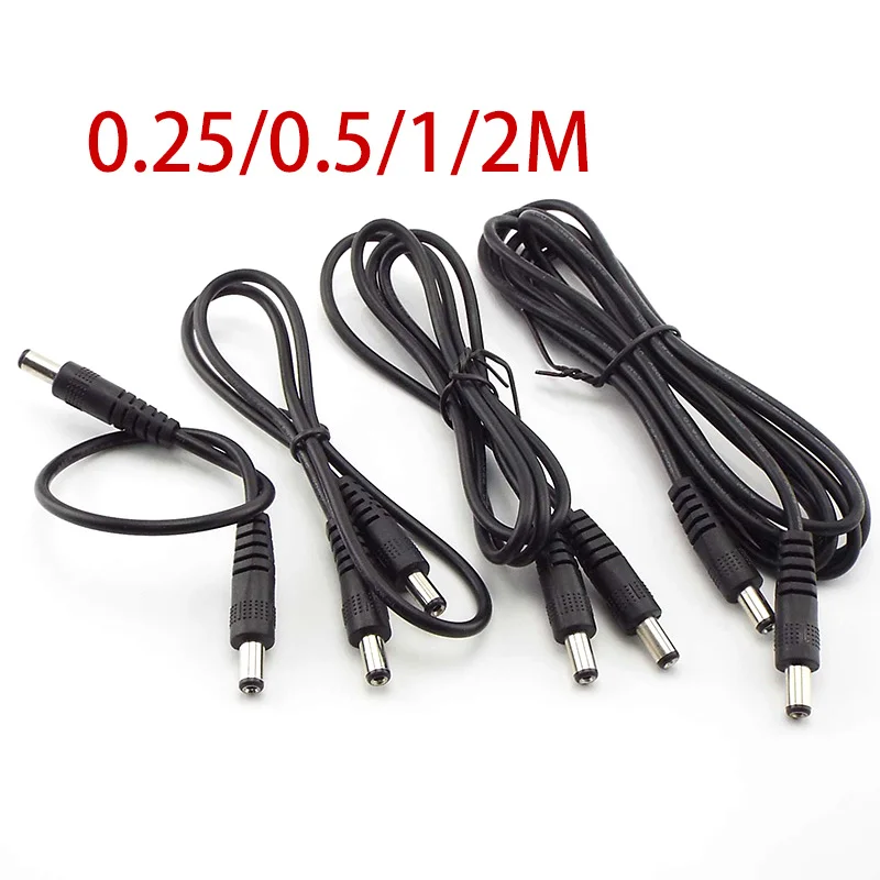 dc-power-cable-plug-55x21mm-male-to-male-cctv-adapter-connector-22awg-wire-12v-3a-power-extension-cords-025m-05m-1m-2m