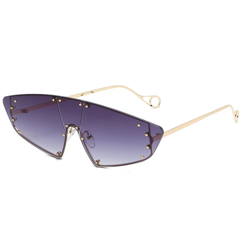 

Women Vintage Style Eye Protection Sunglasses Pink Lens Irregular Sunglasses Rivet Glasses UV400 Protection