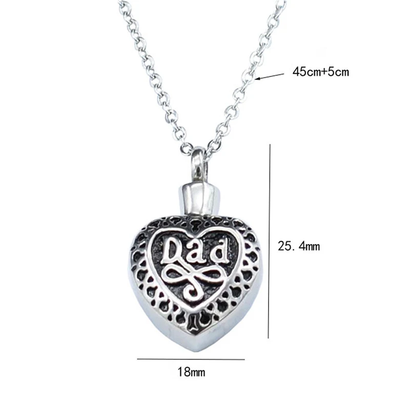 1 шт. урна в виде сердца ожерелье для праха кремации ювелирные изделия Keepsake папа