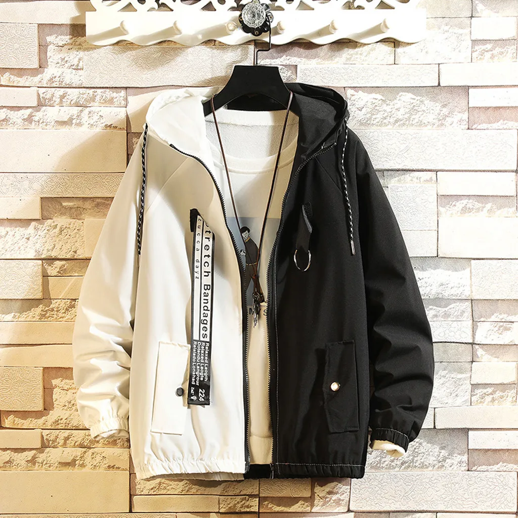 jacket men Autumn Casual Fashion Color Collision Hoodie Thin Jacket Zipper Hip Hop coach streetwear jacket jaqueta masculino