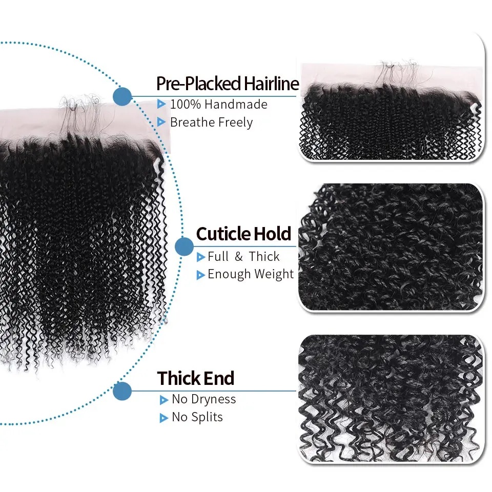 Кудрявые кудрявые пряди с закрытием натурального цвета бразильские