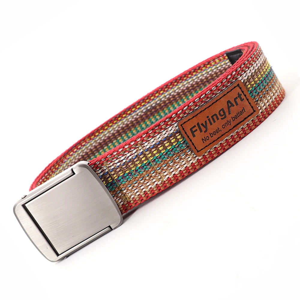 

New Men&women Rainbow Leisure Belts Fashion Youth Sports Joker Color Jeans Accessories Metal Smooth Buckle Outdoor Canvas Belts