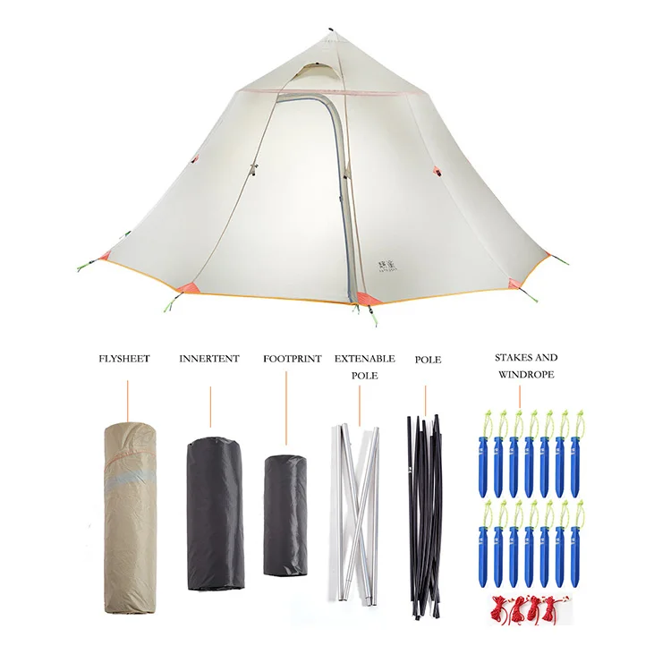 a set of tents ASTAGEAR Shanju, 6 человек, круглая башня, пирамида, тент, командный тент, коллективный тент, кемпинг, семейный тент, для прогулок, самовождение, тур - Цвет: a set of tents
